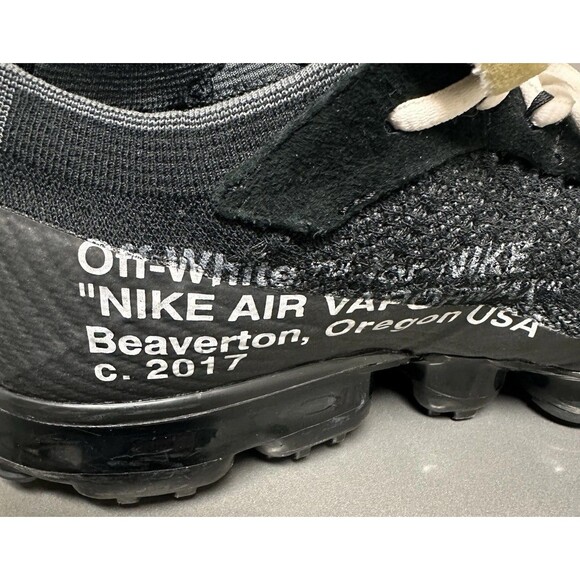 Off White x Nike Air VaporMax "The Ten" Black 2017 Virgil Abloh AA3831-001 SZ 10 - Picture 12 of 16